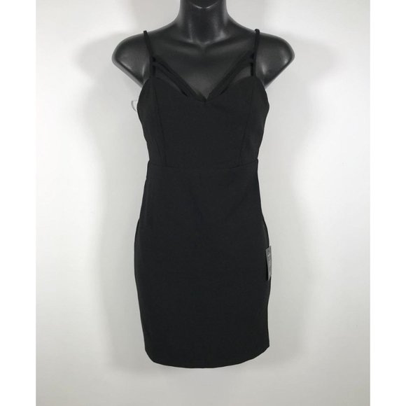 NWT LuLu's Black Strappy Bodycon Sheath Mini Cocktail/Homecoming Dress | Size S - Picture 1 of 11